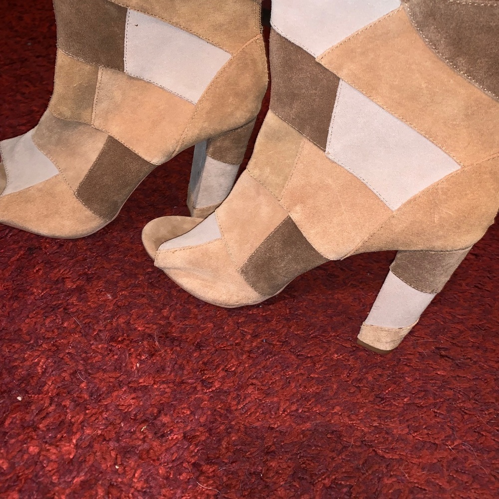 Torrid Nwot Open Toe Patchwork Suede Booties - image 4